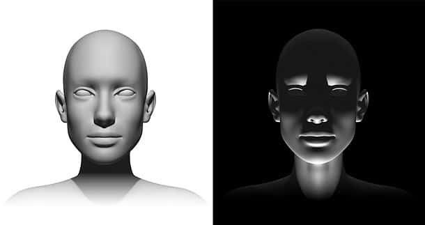 Изображение по свету и против света. Портрет человека с тенями. Лицо в тени. Светотеневой портрет. Освещение лица.